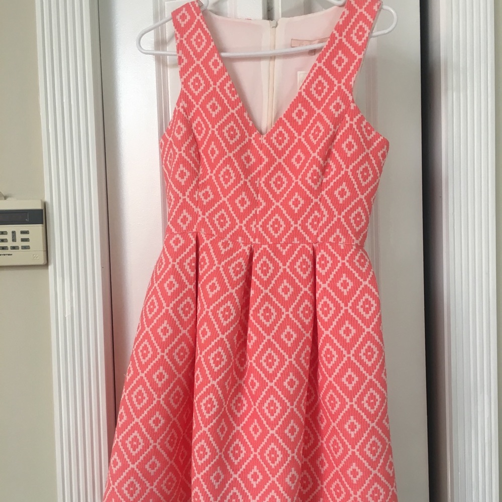 Coral Fit and Flare Cocktail Dress